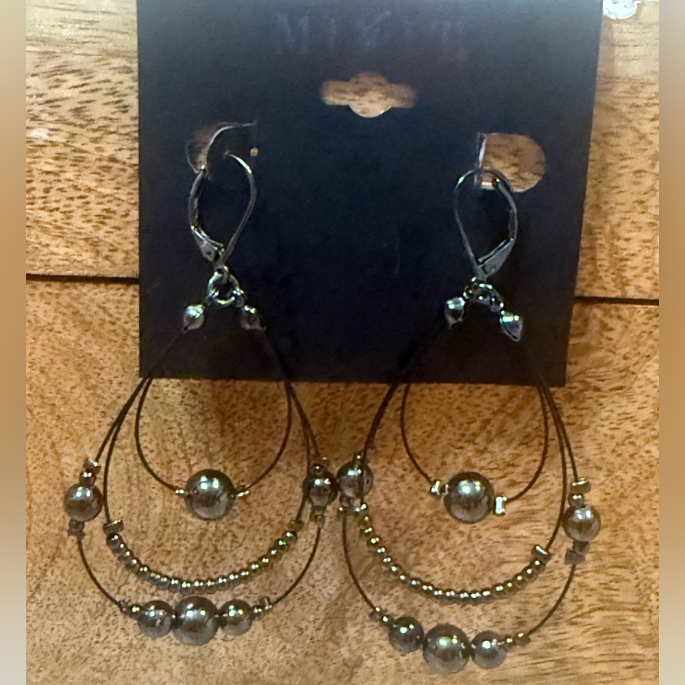 🌸 4 for $10 NWT MIXIT Black Mulit-Hoop Dangle Earrings